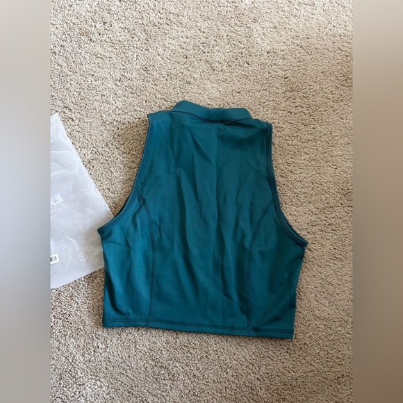 NWT Oner Active TIMELESS HALF ZIP CROP TANK Marine Teal - Picture 4 of 6